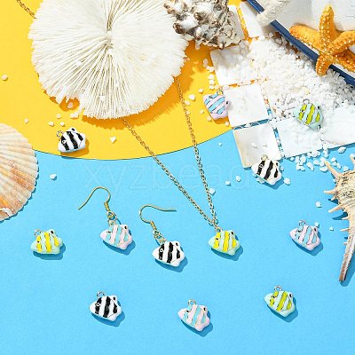 12Pcs 6 Colors Alloy Enamel Charms ENAM-CJ0007-49-1