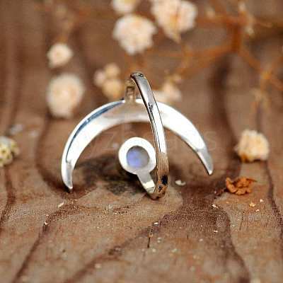 Alloy Resin with Crescent Moon Open Cuff Ring PW23031684096-1-1