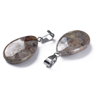 Teardrop Dyed Natural Crazy Agate Obsidian Pendants G-Q368-12-1