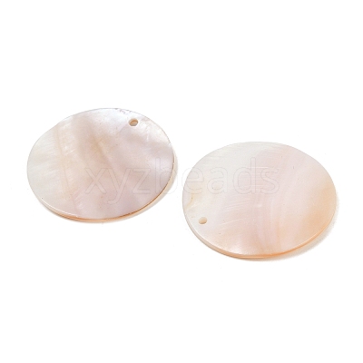 Flat Round Freshwater Shell Pendants X-SHEL-M005-41-1