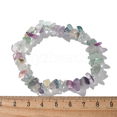 Chips Natural Fluorite Beaded Stretch Bracelets BJEW-JB01826-01-1