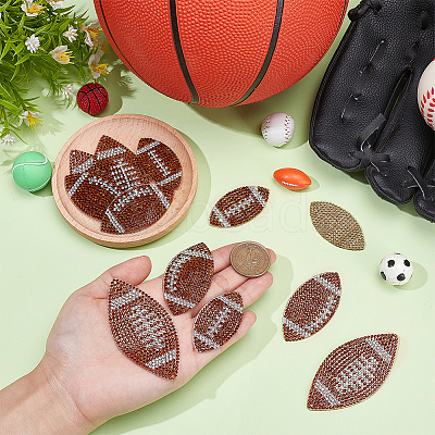 12Pcs 3 Styles Sports Theme Resin Rhinestone Iron on/Sew on Cloth Patches DIY-OC0015-19-1