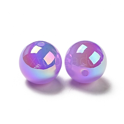 UV Plating Opaque Rainbow Iridescent Acrylic Beads SACR-A001-03I-1