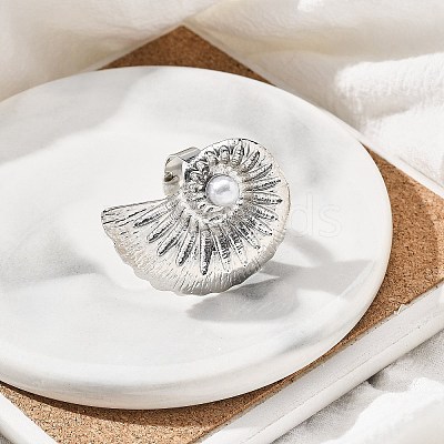 Conch Alloy Adjustable Rings for Women RJEW-B108-03P-1
