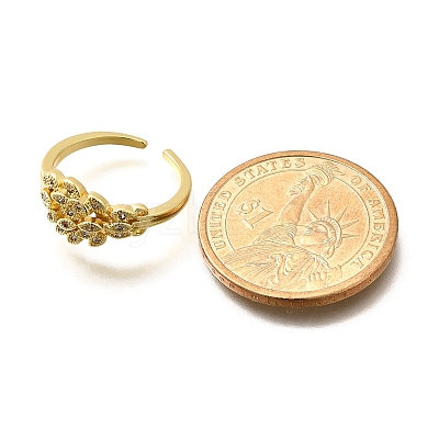 Rack Plating Brass Micro Pave Clear Cubic Zirconia Cuff Finger Rings for Women RJEW-M028-32G-03-1
