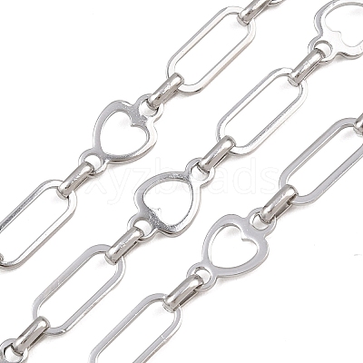 304 Stainless Steel Heart & Oval Link Chains CHS-B013-02P-1