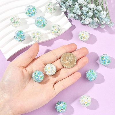 5Pcs Handmade Polymer Clay Rhinestone Beads with Resin RESI-YW0005-95A-1