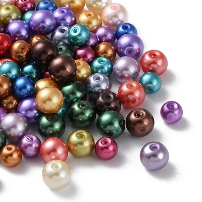 Glass Pearl Round Beads HY-X0003-02-1