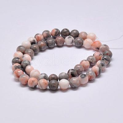 Natural Pink Zebra Jasper Beads Strands G-P231-01-10mm-1