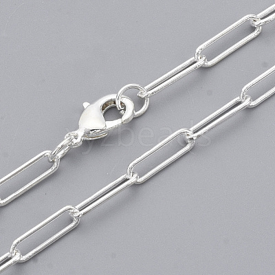 Brass Round Oval Paperclip Chain Necklace Making MAK-S072-04A-S-1