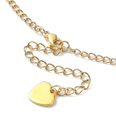 Alloy Heart & Millefiori Glass Flower Bib Necklace with Ion Plating(IP) Handmade 304 Stainless Steel Chains NJEW-JN04403-1
