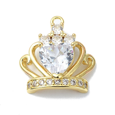 Rack Plating Real 18K Gold Plated Brass Micro Pave Cubic Zirconia Pendants KK-B084-18G-1