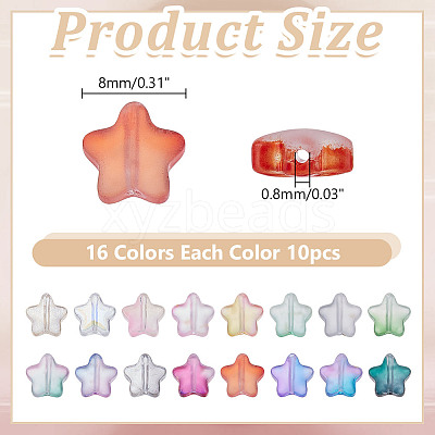160Pcs 16 Colors Frosted Glass Beads GLAA-AR0001-80-1