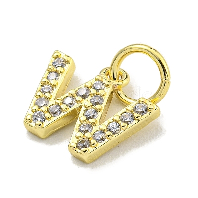 Letter Brass Micro Pave Clear Cubic Zirconia Pendants KK-K354-06G-W-1