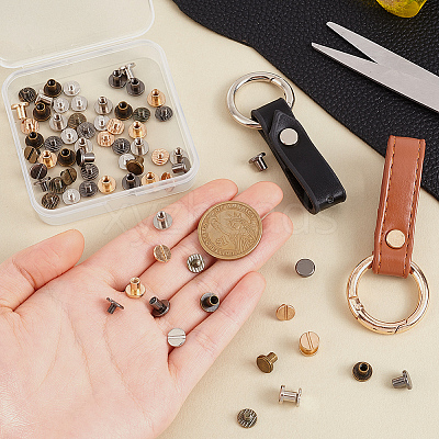 40Sets 4 Colors Alloy Screw Clasps BUTT-PH0001-30A-1