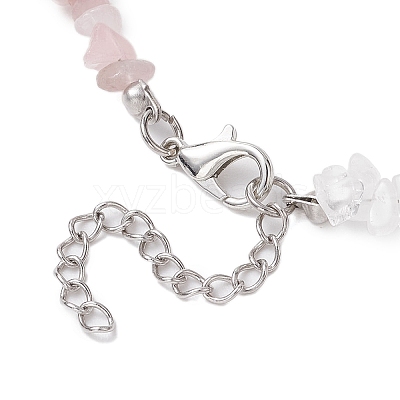 Natural Carnelian & Rose Quartz & Quartz Crystal Chip Beaded Necklaces NJEW-JN05099-03-1