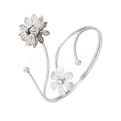 Lotus Alloy Arm Cuff Bangles for Girl Women LS-AJEW-A063-01D-P-1