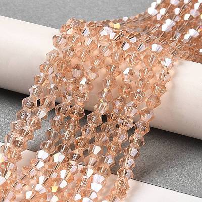 Transparent Electroplate Glass Beads Strands EGLA-A039-T4mm-B15-1