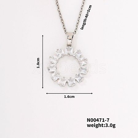 Hip-hop Street Style Unique Fashion Sunflower Brass Crystal Rhinestone Pendant Necklace with Cable Chain for Women Girl UD9662-2-1