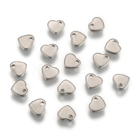 Tarnish Resistant Original Color Heart Charms 304 Stainless Steel Pendants X-STAS-Q073-1