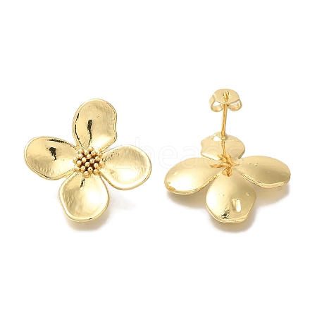 Rack Plating Flower Brass Stud Earrings EJEW-H016-26G-1