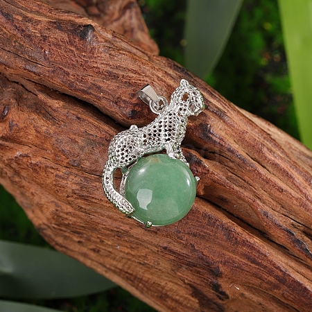 Natural Green Aventurine Flat Round Pendants PW-WG528BD-01-1