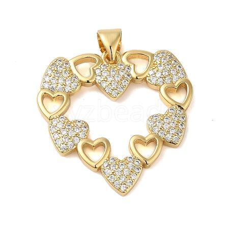 Rack Plating Brass & Clear Cubic Zirconia Pendants KK-S372-27G-1