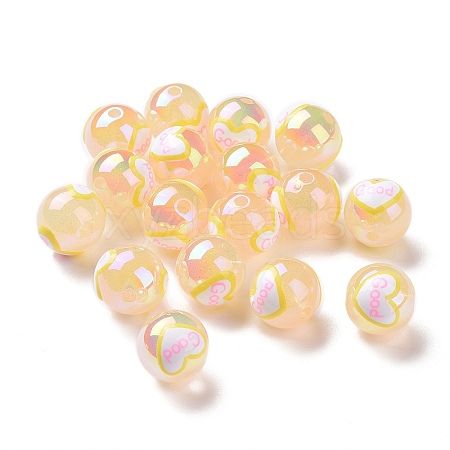 UV Plating Rainbow Iridescent Transparent Acrylic Beads with Enamel OACR-P014-03D-1