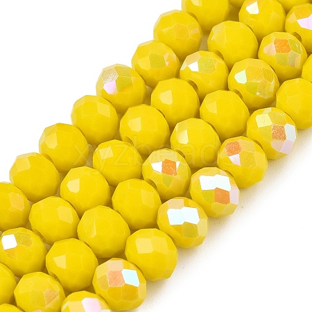 Electroplate Opaque Solid Color Glass Beads Strands EGLA-A044-P6mm-L04-1