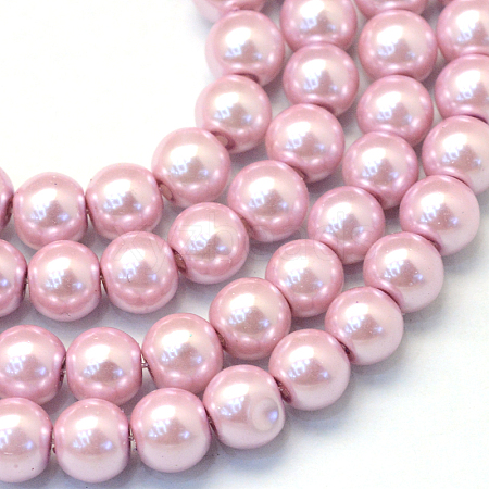 Baking Painted Pearlized Glass Pearl Round Bead Strands X-HY-Q330-8mm-47-1