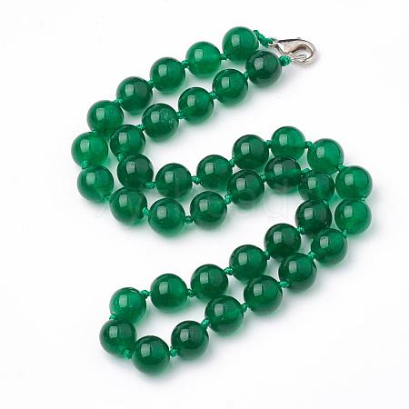 Natural Malaysia Jade Beaded Necklaces NJEW-S404-18-1