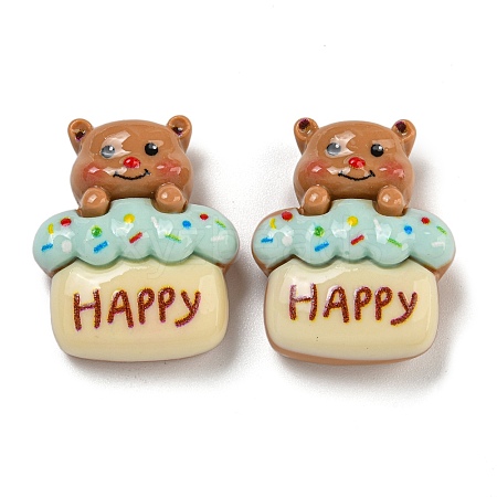 Bear Theme Opaque Resin Cabochons CRES-D040-01D-1