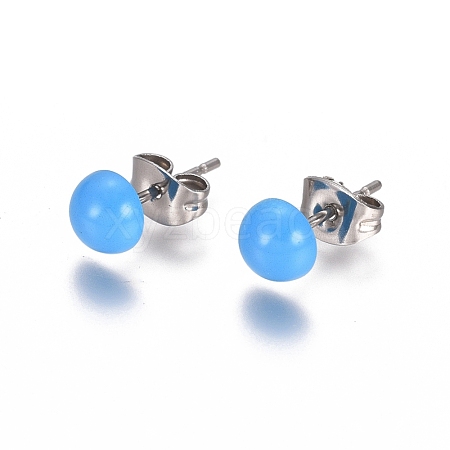 Spray Paint 304 Stainless Steel Stud Earrings EJEW-L215-56E-P-1