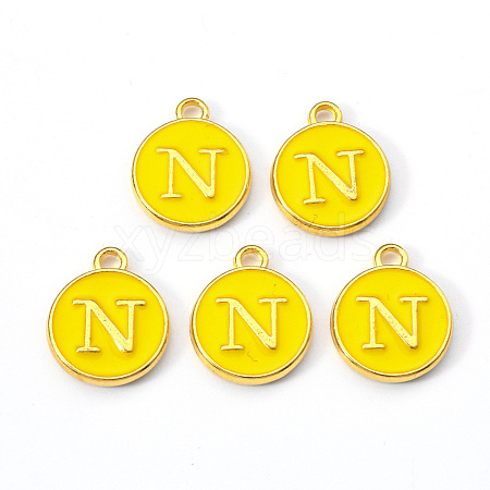 Golden Plated Alloy Enamel Charms X-ENAM-S118-09N-1