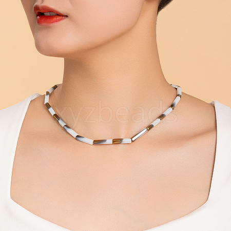 Geometric Pattern Resin Rectangle Collarbone Necklace LF1636-1