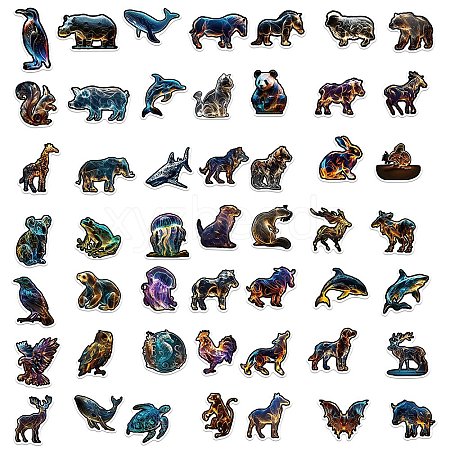 50Pcs Animals PVC Waterproof Sticker Labels STIC-PW0024-06-1