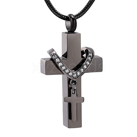 Stainless Steel Cremation Box Pet Memorial Pendant Round Snake Chain Necklaces PW-WG48985-04-1