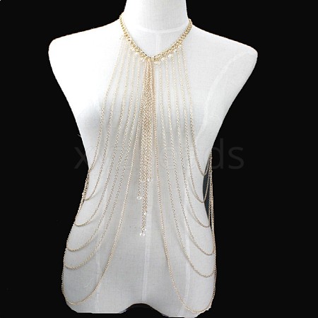 Alloy & Acrylic Rondelle Beads Tassel Sexy Body Chains for Bikini FS-WGE7231-01-1