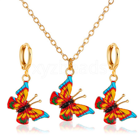 Light Gold Alloy Butterfly Jewelry Set PW-WG10344-09-1