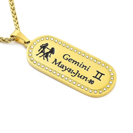 Constellation 304 Stainless Steel Micro Pave Clear Cubic Zirconia Wheat Chain Pendant Necklaces for Women Men LS-NJEW-U007-01E-1