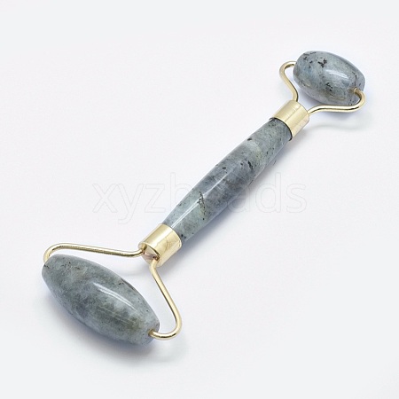 Natural Labradorite Brass Face Massager MRMJ-G008-06G-1