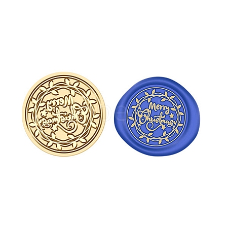 Merry Christmas Wax Seal Brass Stamp Head AJEW-Z031-04G-17-1