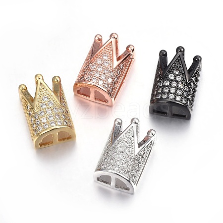 Brass Micro Pave Cubic Zirconia Slide Charms ZIRC-G147-33-NR-1