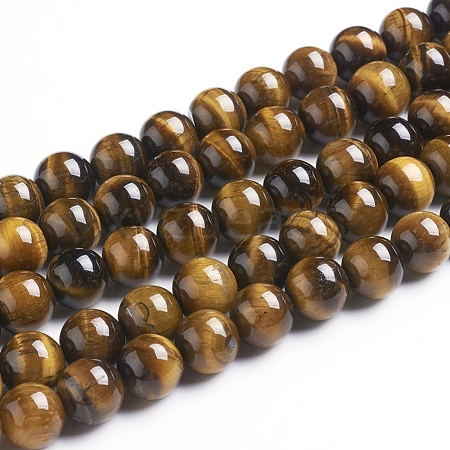 Round Tiger Eye Beads Strands X-Z0RQT013-1