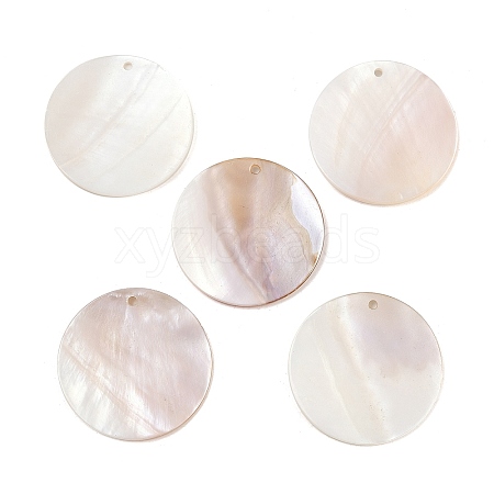 Flat Round Freshwater Shell Pendants X-SHEL-M005-41-1