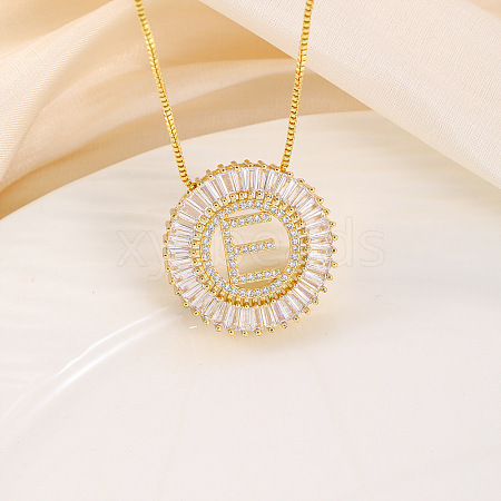 Brass Pave Clear Cubic Zirconia Ring with Letter Pendant Box Chain Necklaces FS-WG44D8C-05-1