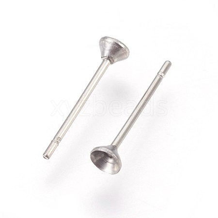 Non-Tarnish 304 Stainless Steel Post Stud Earring Settings STAS-I097-006A-P-1