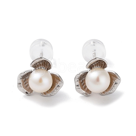 Natural Pearl Stud Earrings for Women EJEW-C083-07E-P-1