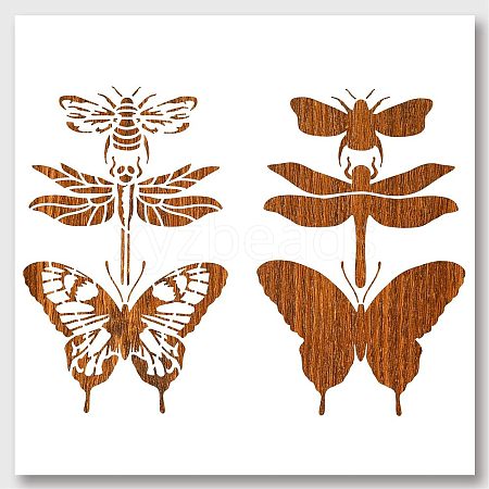 2Pcs 2 Styles PET Hollow Out Drawing Painting Stencils DIY-WH0416-0011-1