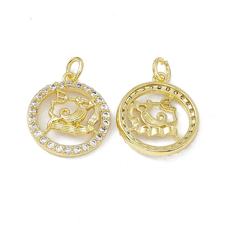 Real 18K Gold Plated Brass Micro Pave Clear Cubic Zirconia Pendants KK-E068-VB409-11-1